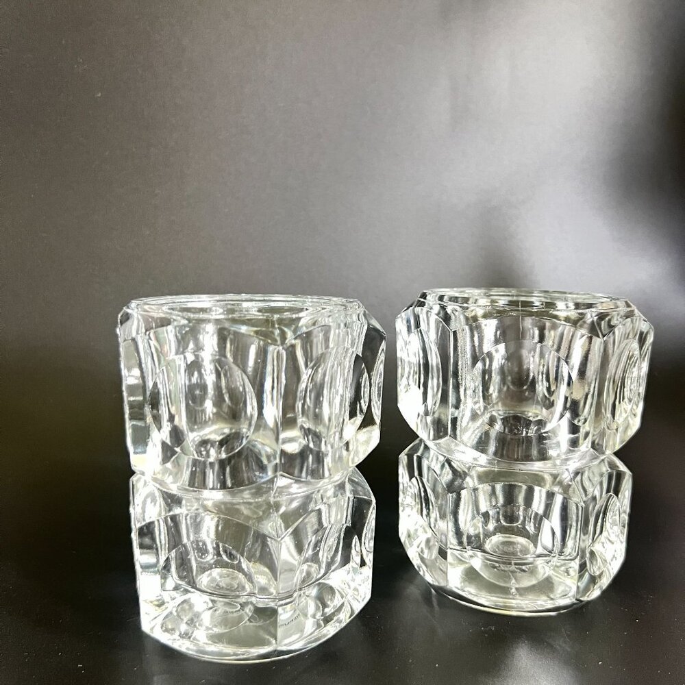 Elements 2 Czech Crystal Votive Candle Holders Bohemian‎ Mid Century Modern